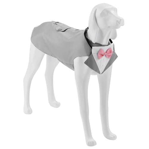 Bnibol Tuxedo Dog Collar for Wedding Engagement and Birthday, Formal Dog Bandana Collar Costume with Bow Tie and Adjustable Buckle,Suitable for Small Medium Large Dog. (Gray, XL) - Image 1