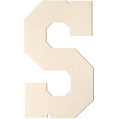 Wooden Letters 12 Inch, Large Wooden Letter S Shape Cutout Big Unfinished Vintage Sports Varsity Style Wood Alphabet Letters for Wall Decor Nursery Name Painting Crafts Party Room Home Decoration - Image 1