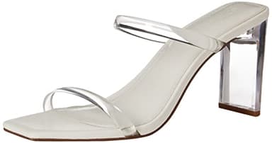 The Drop Women's Avery Square Toe Two Strap High Heeled Sandal, Clear Heel, 7 - Image 1