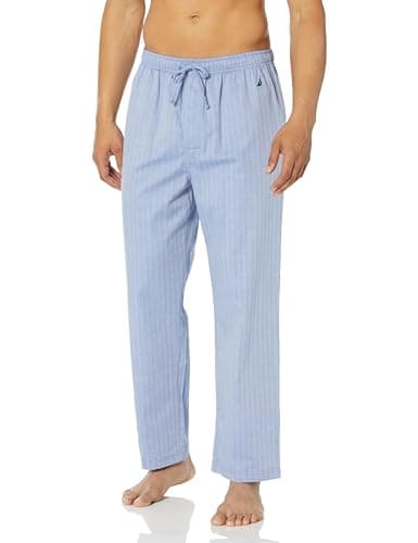 Nautica Men's Soft Woven 100% Cotton Elastic Waistband Sleep Pajama Pant, Blue Bone, X-Large - Image 1