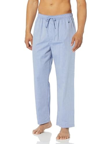 Nautica Men's Soft Woven 100% Cotton Elastic Waistband Sleep Pajama Pant, Blue Bone, X-Large - Image 1