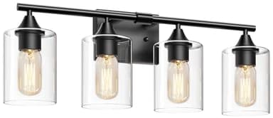 XPEHK 4-Light Bathroom Light Fixtures,Black Bathroom Vanity Light,Bathroom Lights Over Mirror with Clear Glass Shade,Modern Sconce Wall Lighting for Mirror Bedroom Vanity Hallway - Image 8