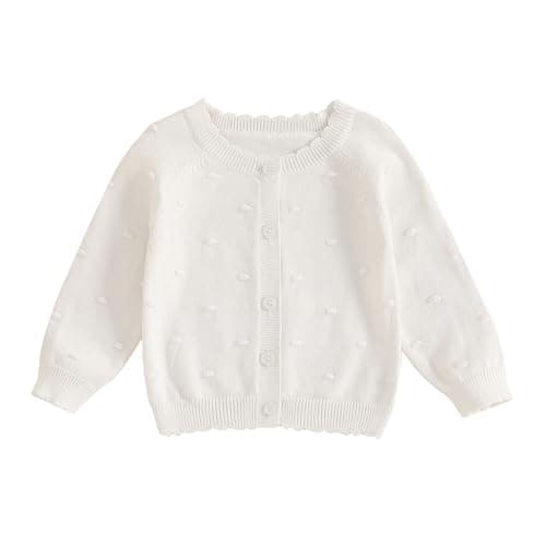 Infant Baby Girl Cardigan Sweater Long Sleeve Button Up Knit Sweatshirt Jacket Toddler Baby Girl Fall Outfits (US, Age, 0 Months, 6 Months, White) - Image 1