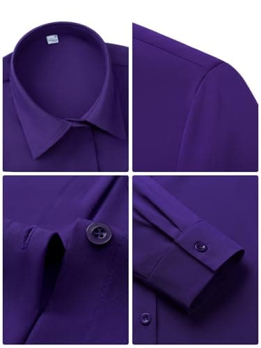 siliteelon Womens Button Down Shirt Wrinkle Free Dress Shirts Purple Slim Fitted Long Sleeve for Women Casual Work Business Button Up Blouse Shirts Server - Image 5