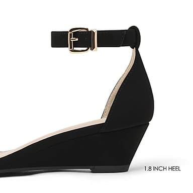 DREAM PAIRS Women's Ankle Strap Low Wedge Sandals Party Bridal Wedding Dress Shoes,Size 7.5,Black/Nubuck,INGRID - Image 2