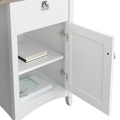 Bush Furniture Salinas Computer Desk with Hutch | Study Table with Drawers, Cabinets & Pullout Keyboard/Laptop Tray | Modern Home Office Desk in Pure White and Shiplap Gray | Work Desk with Storage - Image 5