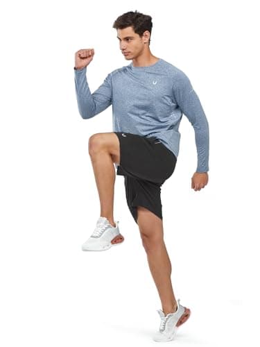 NORTHYARD Men's Sun Protection UPF 50+ Shirts Long Sleeve Running Workout Athletic Gym Shirt UV Swim Fish Rash Guard Hiking BLUEHEATHER L - Image 5