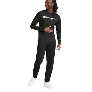 Champion Men's Long Sleeve T-Shirt, Standard Fit, C, Available in Regular and Big & Tall, Black-Classic Script Logo, Small - Image 4
