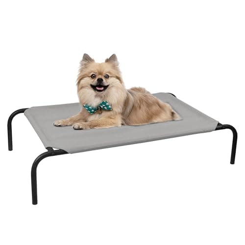PHYEX Raised Pet Cot for Small Pets, Elevated Dog Bed with Breathable Mesh, Sturdy Steel Frame for Indoor & Outdoor Use, Non-Slip Design, Easy Clean, 33-Inch Grey - Image 1
