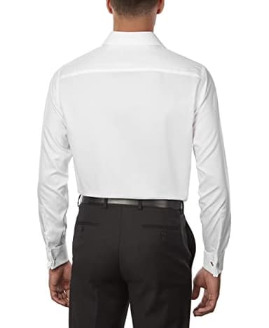 Calvin Klein Men's Non Iron Regular Fit Herringbone French Cuff Dress Shirt, White, 17" Neck 34"-35" Sleeve - Image 2