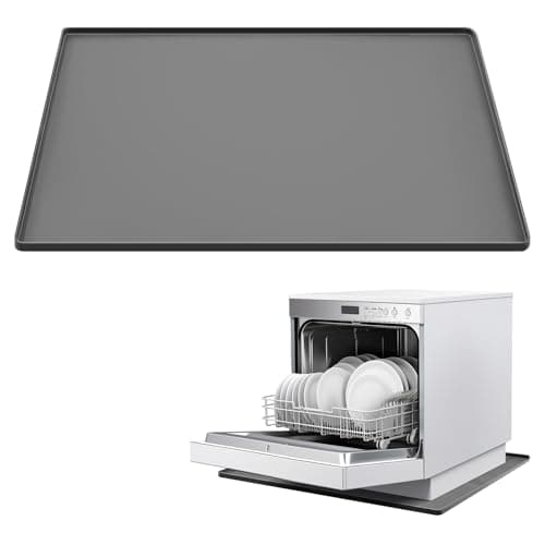 Baderke 1 Pcs Dishwasher Drain Pan 23.6''x19.7'' Silicone Dishwasher Drip Tray Prevent Water Leakage Protect Countertop Floor Anti-slip Waterproof Mini Fridge Drip Pan with Raised Edge, No Hole - Image 1