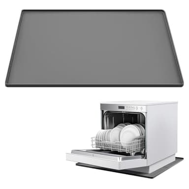 Baderke 1 Pcs Dishwasher Drain Pan 23.6''x19.7'' Silicone Dishwasher Drip Tray Prevent Water Leakage Protect Countertop Floor Anti-slip Waterproof Mini Fridge Drip Pan with Raised Edge, No Hole - Image 1