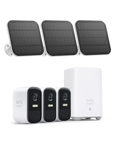 eufy Security, eufyCam 2C 3-Cam Kit with Solar Panel 2W, Security Camera Wireless Outdoor, Home Security System, HomeKit Compatibility, 1080p HD, IP67, Night Vision, Motion Only Alert, No Monthly Fee - Image 1
