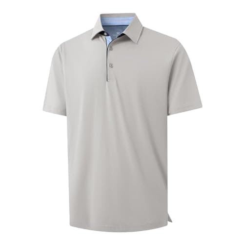 VANCAMEL Men's Polo Shirts Short Sleeve Lightweight Stretch Cotton Blend Performance Polo Business Casual Collared Shirts - Image 1