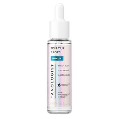 Tanologist Medium Self Tan Drops, Streak-Free Body & Face Tanning Drops, No Fake Tan Smell, For Moisturizer & Lotion, Bronzing Face Tanner, Skincare Ingredients, Vegan, 1.01 fl. oz/30 ml Bottle - Image 1
