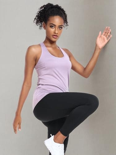 TELALEO 5 Pack Workout Tank Tops for Women, Athletic Racerback Sports Tank Top, Loose Sleeveless Dry Fit Shirts Black/Grey/White/Red/Purple M - Image 7
