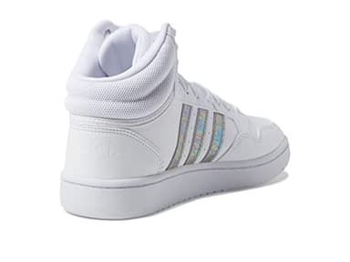 adidas Hoops 3.0 Mid Basketball Shoe, White/White/White, 5 US Unisex Big Kid - Image 6
