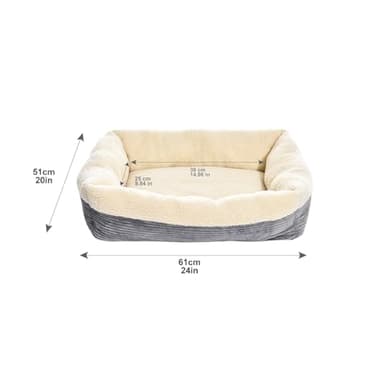 Amazon Basics 24-Inch Machine Washable Self Warming Pet Bed For Cat or Dog, Rectangle, Grey, 24"L x 20"W x 7"H - Image 2