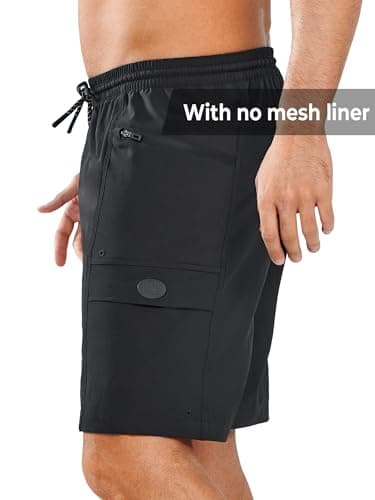 NORTHYARD Mens Swim Trunks Board Shorts 9 Inch Bathing Suit Swimwear Quick Dry Beach Short with Zipper Pocket - No Mesh Liner Black L - Image 2