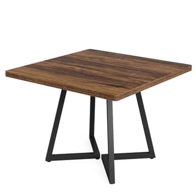 Tribesigns Square Dining Table for 2, 31.5" Industrial Dinner Table with Metal Base, Kitchen Table for Dining Room, Small Space, Apartment, Rustic Brown & Black - Image 7