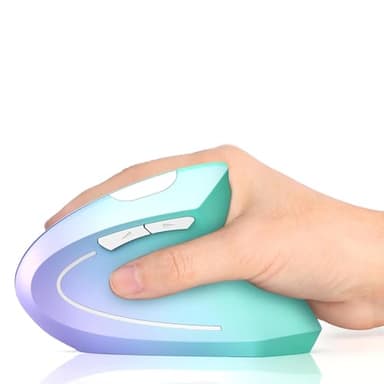 Lekvey Ergonomic Mouse, Vertical Wireless Mouse, Rechargeable 2.4G Optical Carpal Tunnel Mice: 800/1200 / 1600 DPI, 6 Buttons, for Laptop, PC, Mac, Computer, Desktop, Notebook etc, Green Purple - Image 1