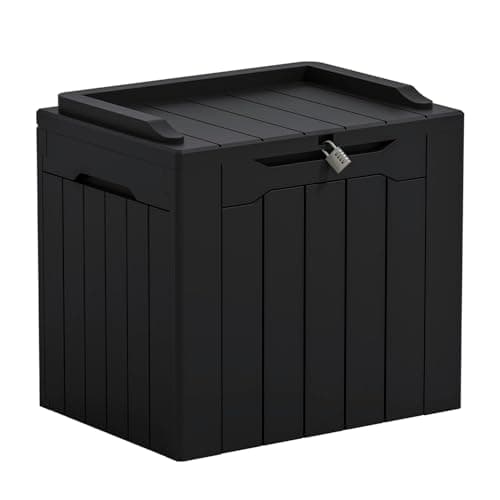 Greesum 31 Gallon Resin Deck Box Large Outdoor Storage for Patio Furniture, Garden Tools, Pool Supplies, Weatherproof and UV Resistant, Lockable, Dark Black - Image 1