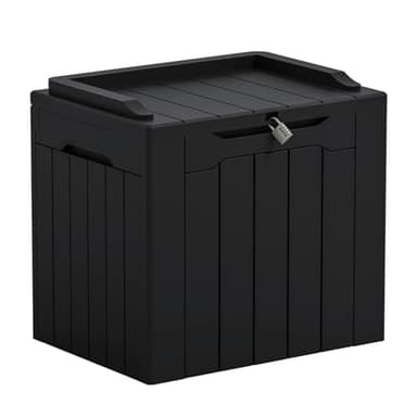 Greesum 31 Gallon Resin Deck Box Large Outdoor Storage for Patio Furniture, Garden Tools, Pool Supplies, Weatherproof and UV Resistant, Lockable, Dark Black - Image 1
