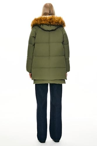 Orolay Women's Thickened Down Jacket Winter Hooded Coat with Faux Fur Trim Green L - Image 2