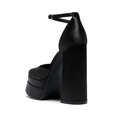 DREAM PAIRS Women’s High Chunky Platform Closed Toe Block Heels Square Toe Ankle Strap Dress Wedding Party Pumps Shoes Aurelia,Size 8.5,Black-Satin,SDPU2319W - Image 3