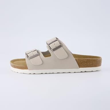 CUSHIONAIRE Lane Cork Footbed Sandals for Women – Comfortable Double Buckle Slip-On with Genuine Suede Footbed & Arch Support Slides for Women Footwear, STONE 10 - Image 7