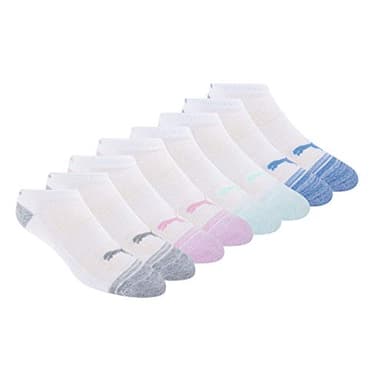 PUMA womens 8 Pack Low Cut Running Socks, White, 9 11 US - Image 1