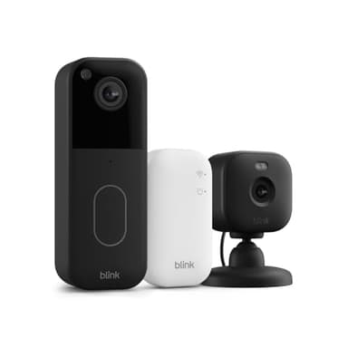 All-new Blink Video Doorbell + Mini 2 – Motion & chime alerts, HD viewing, and two way audio. Sync Module Core included – 1 camera system + Mini 2 (Black/Black) - Image 1