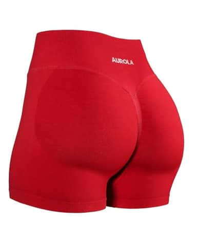 AUROLA Influence Collection Workout Shorts for Women,No Roll Up New Scrunch SeamlessGym Short-3.5" Inseam, Chili Red, S - Image 1