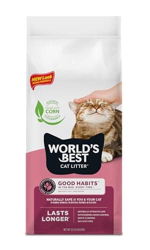 WORLD'S BEST CAT LITTER Good Habits Cat Attract Litter | Natural Plant-Based Attractant | Multicat Flushable Corn Litter | Unscented Odor Control | Low Tracking & Lightweight | Made in USA 32lb Bag - Image 1