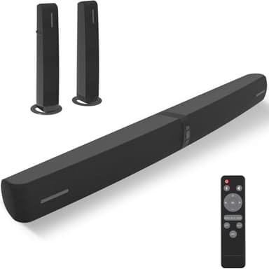 Assistrust Sound Bar for Smart TV, 90W Soundbar with Bluetooth/ARC/Optical/AUX Connect, Auto Volume Boost, 3 Equalizer Modes, 2 in 1 Detachable Soundbar for TV for TV/PC/Gaming/Projectors - Image 1