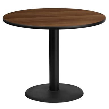 Flash Furniture Graniss 36'' Round Walnut Laminate Table Top with 24'' Round Table Height Base - Image 1