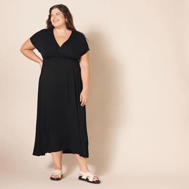 Amazon Essentials Women's Waisted Maxi Dress (Available in Plus Size), Black, X-Small - Image 4