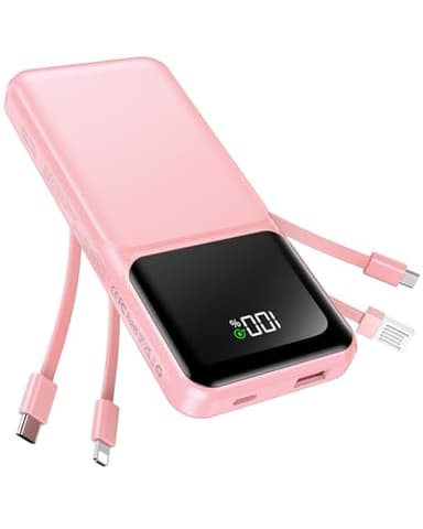 Portable Charger with Built in Cable - 20000mAh Fast Charging Slim 22.5W Power Bank USB C LED Display Battery Pack 5 Outputs & 3 Inputs for Travel Essentials iPhone Samsung Android Phones Tablets - Image 1