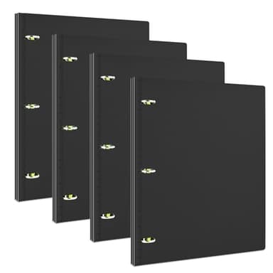INFUN Telescoping 3 Ring Binder - 4PCS-Black,Portable Plastic 3 Ring Binder with Telescoping Spine, Binders with Foldable Front Cover Holds 8.5" x 11" Paper for School,Office and Homes - Image 1