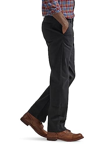Lee Men's Flat Front Relaxed Straight Pant, Black, 38W x 34L - Image 2
