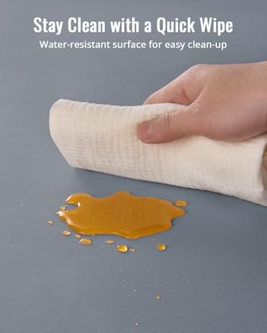 Blissful Diary Baby Splat Mat for Under High Chair, 50.4 x 50.4 Inch Wipeable Splash Mat, Waterproof and Washable, Anti-Slip Floor Protector, Gray - Image 6