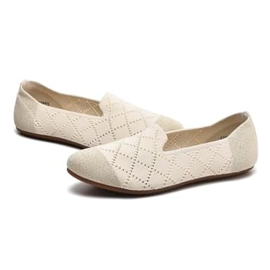 poemlady Women’s Ballet Flat Shoes Dress Knit Round Toe Slip On Ballerina Walking Flats for Woman Low Wedge Casual Comfort Soft - Image 5