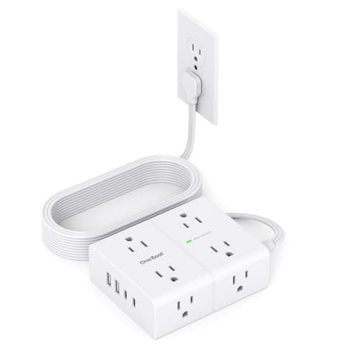 10Ft Extension Cord with Multiple Outlets, Flat Plug Power Strip Surge Protector 10 Ft Long Cord, 8 Outlet 4 USB Ports (2 USB C), Multi Outlet Wall Plug for Home Office, College Dorm Room Essentials - Image 1