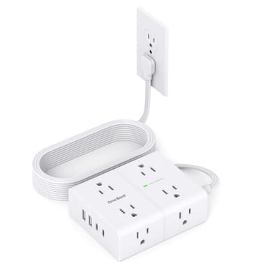 10Ft Extension Cord with Multiple Outlets, Flat Plug Power Strip Surge Protector 10 Ft Long Cord, 8 Outlet 4 USB Ports (2 USB C), Multi Outlet Wall Plug for Home Office, College Dorm Room Essentials - Image 1