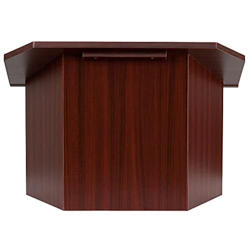 Flash Furniture Mysta Portable Tabletop Lectern with Hinged Foldable Base and Slanted Tabletop in Mahogany - Image 1