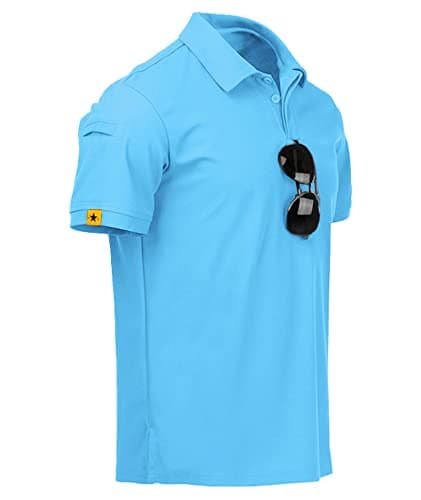 ZITY Mens Polo Shirt Short Sleeve Sports Tactical T-Shirt Athletic Golf Polos Daily Casual Stylish Collared Shirts for Men SkyBlue Large - Image 1