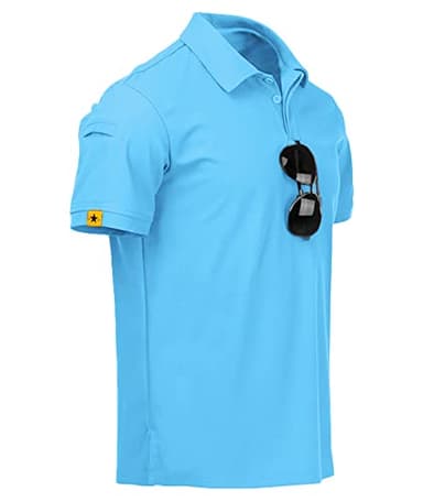 ZITY Mens Polo Shirt Short Sleeve Sports Tactical T-Shirt Athletic Golf Polos Daily Casual Stylish Collared Shirts for Men SkyBlue Large - Image 1