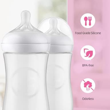 4 Packs Silicone Bottle Nipples Compatible with Philips Avent Natural Bottle, Replacement Bottle Nipple BPA-Free, No Spill, Anti-Colic, 0+ Month (Flow 2) - Image 6