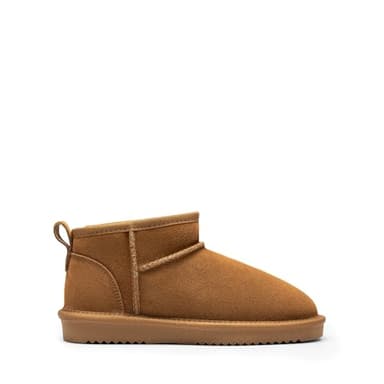 DREAM PAIRS Ankle Winter Mini Boots for Women Genuine Suede Faux Fur Lining Water Resistant Warm Snow Boots Slip On Memory Foam Comfort Booties FuzzyClassic,Size 7.5,Chestnut,SDSB2405W - Image 2