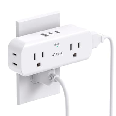 Outlet Extender, 4 Outlet Extension with 1 USB-A 2 USB-C Wall Charger, Multi Plug Outlet Splitter, Electric Wall Outet Expander for Travel, Home, Office, Dorm, Cruise Ship Essentials - Image 1